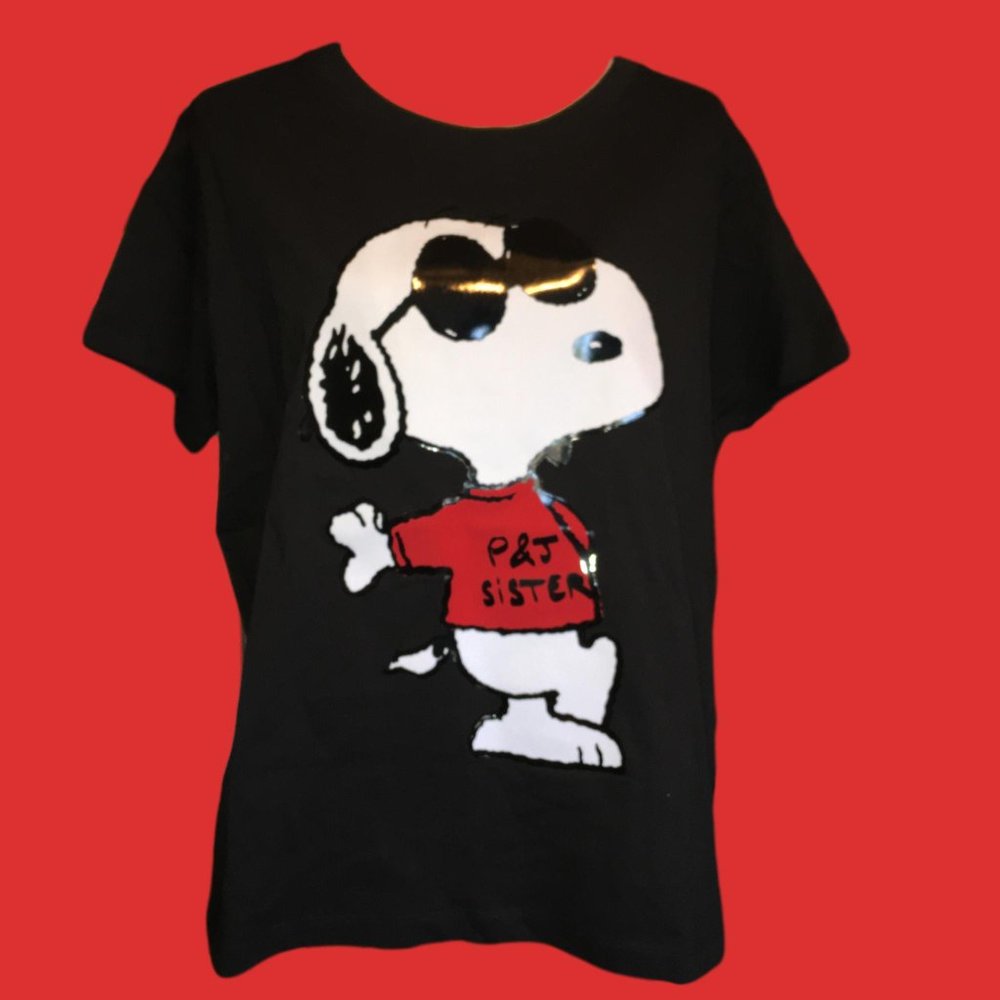 Paul & Joe Sister x Peanuts Black Designer Tee  L